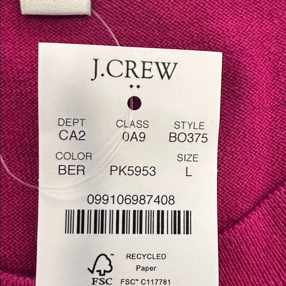 J. Crew NWT Women's Fuchsia Tank Top - Picture 3 of 3